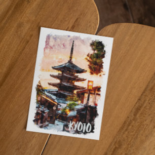 Postal Pintura en Acuarela del Templo de Kyoto – Arte Jap