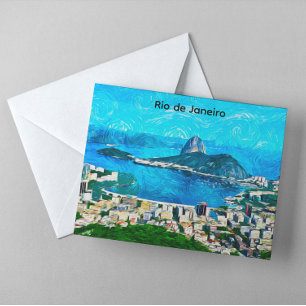 Postal Pintura en Acuarela Vintage de Río de Janeiro
