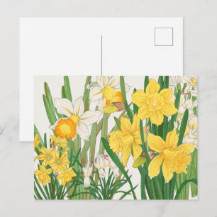 Postal Pintura en bloque de madera de narciso, Tanigami K