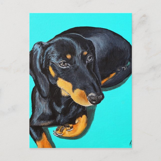Postal Pintura en miniatura de Dachshund (Anverso)