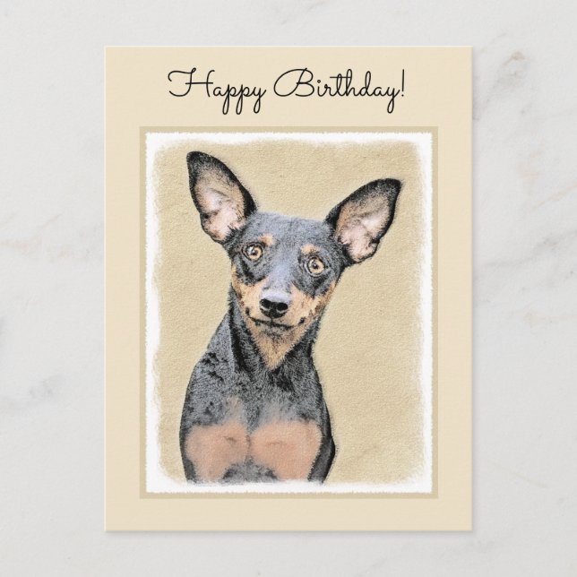 Postal Pintura en miniatura de Pinscher Cute arte origina (Anverso)