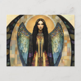 Postal Pintura en mosaico de arcoíris oscuro de la diosa