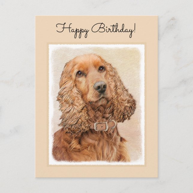 Postal Pintura española de Cocker - Arte original del per (Anverso)