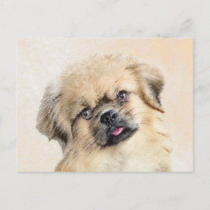 Postal Pintura española tibetana - Arte de perro original