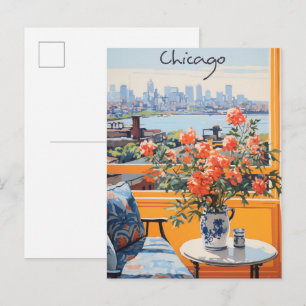 Postal Pintura estética de la ciudad de viaje de Chicago