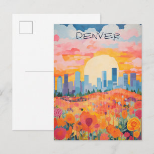 Postal Pintura estética de la ciudad de viaje Denver Colo