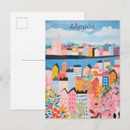 Postal Pintura estética de viaje Ciudad Aarhus Dinamarca