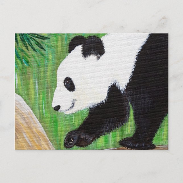 Postal Pintura feliz de Panda (Anverso)
