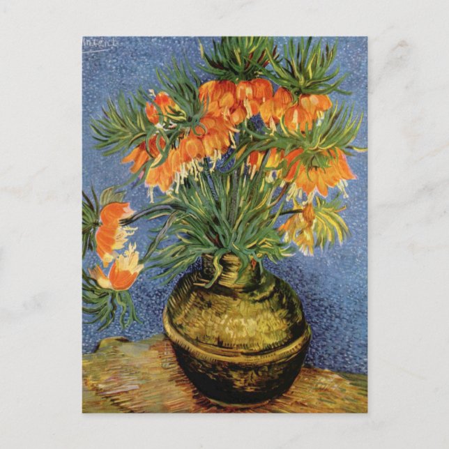 Postal Pintura floral de Van Gogh (Anverso)
