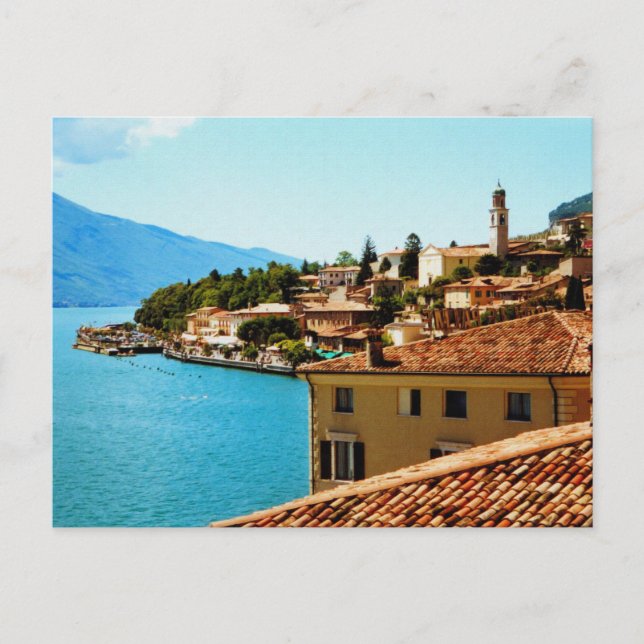 Postal Pintura fotográfica de Limone Sul Garda Lake Garda (Anverso)