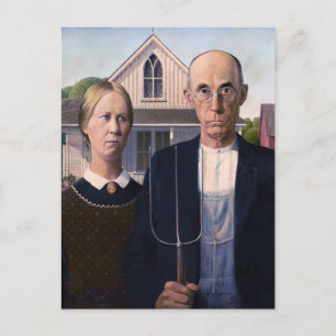 Postal Pintura gótica estadounidense de Grant Wood