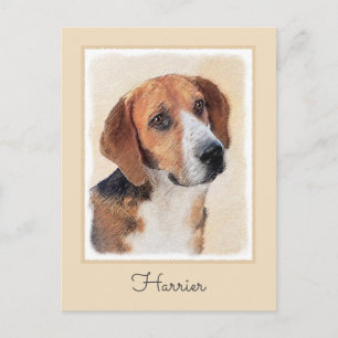 Postal Pintura Harrier - Arte Perro Original Cuto
