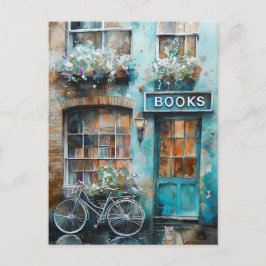 Postal Pintura ideal de librería acuarela