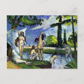 Postal Pintura impresionista de los bañistas de Cezanne