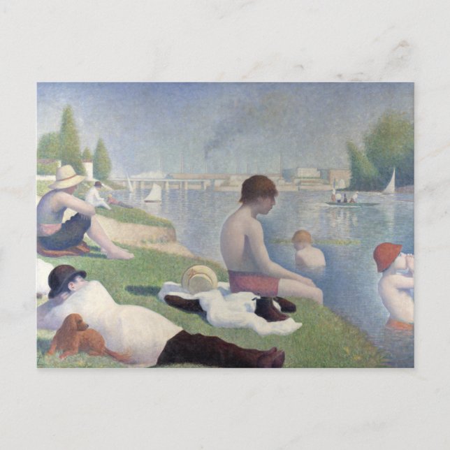 Postal Pintura impresionista del Bathers Georges Seurat N (Anverso)
