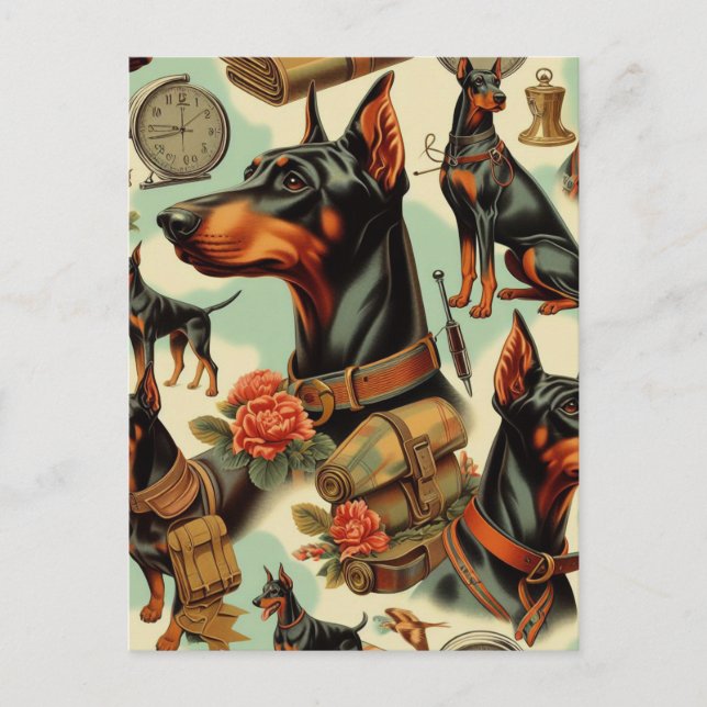 Postal Pintura inmaculada Doberman (Anverso)