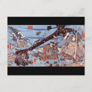 Postal Pintura japonesa de Samurai c. Años 1800