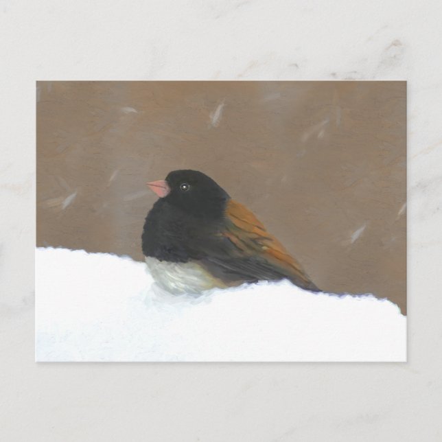 Postal Pintura Junco de Ojos Oscuros - Arte de pájaro ori (Anverso)