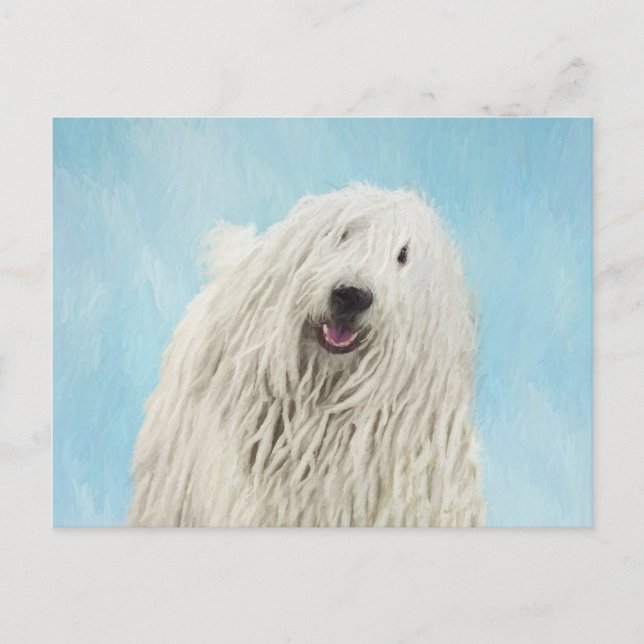 Postal Pintura Komondor - Arte Perro Original Cuto (Anverso)