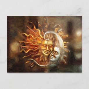 Postal Pintura: Lunar ama el sol