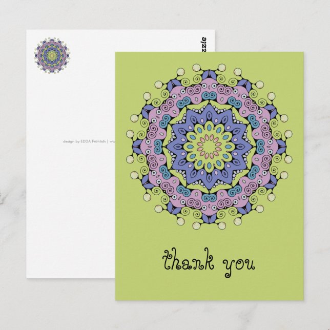 Postal Pintura manual de Mandala Clock Face 2 (Anverso / Reverso)