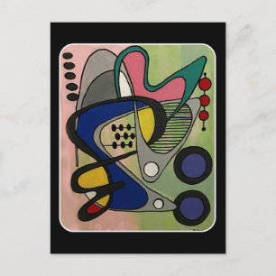 Postal pintura 'Mid-Cent Mod Abst, Astro Picnic' en una