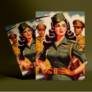 Postal Pintura militar retro