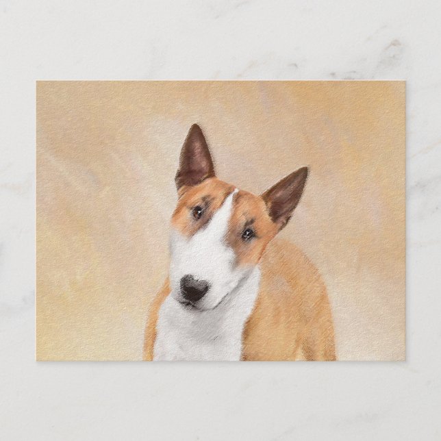 Postal Pintura Miniatura de Bull Terrier - Cute Original  (Anverso)