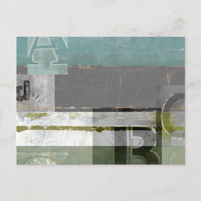 Postal Pintura moderna con letras variadas (Anverso)