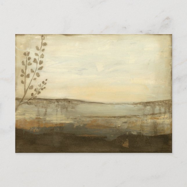 Postal Pintura moderna de aceite de paisajes de atardecer (Anverso)