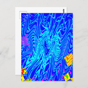 Postal Pintura moderna de arte abstracto azul