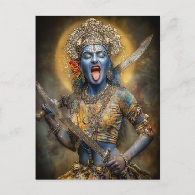 Postal Pintura moderna de la diosa hindú Kali Arte Shakti (Anverso)