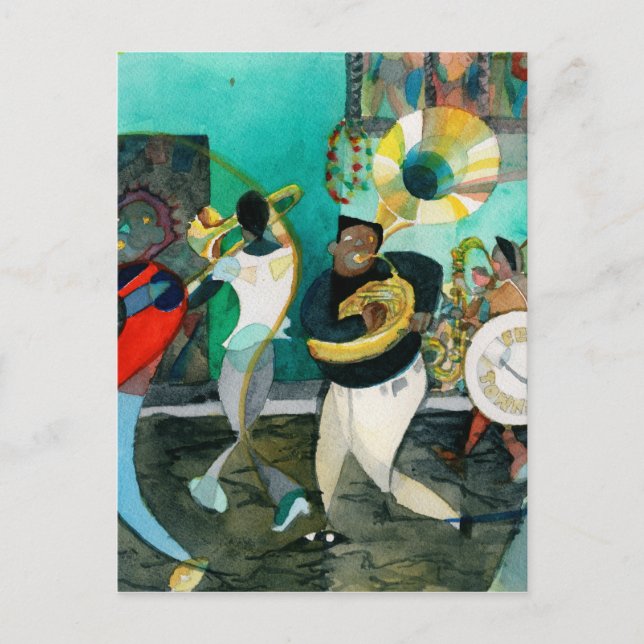 Postal Pintura musical "New Orleans Jazz" (Anverso)
