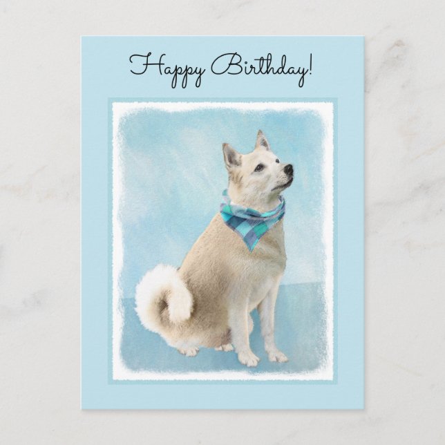 Postal Pintura noruega de Buhund - Arte original de perro (Anverso)