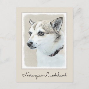 Postal Pintura noruega de Lundehund - Arte original del p