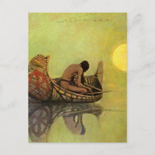 Postal Pintura occidental de N C Wyeth “El pescador silen