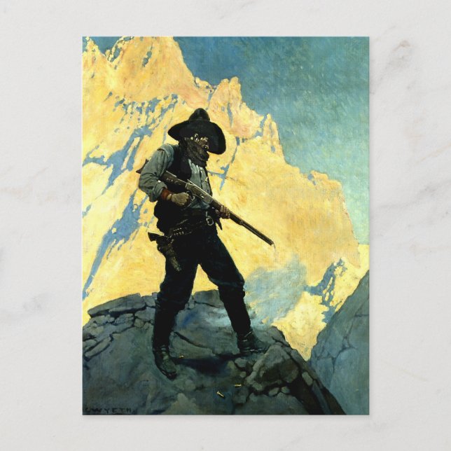 Postal Pintura occidental de N C Wyeth “Último Resistenci (Anverso)