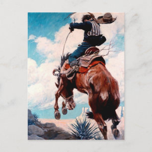 Postal Pintura occidental de NC Wyeth 'Bucking'