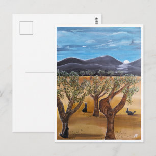 Postal Pintura Olivar de Noche de Alfred Fox