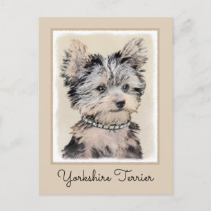 Postal Pintura original de cachorro Yorkshire Terrier Art