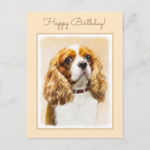 Postal Pintura original de Cavalier King Charles Spaniel