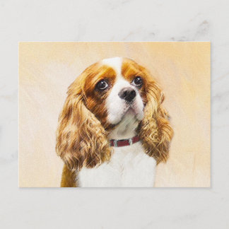 Postal Pintura original de Cavalier King Charles Spaniel