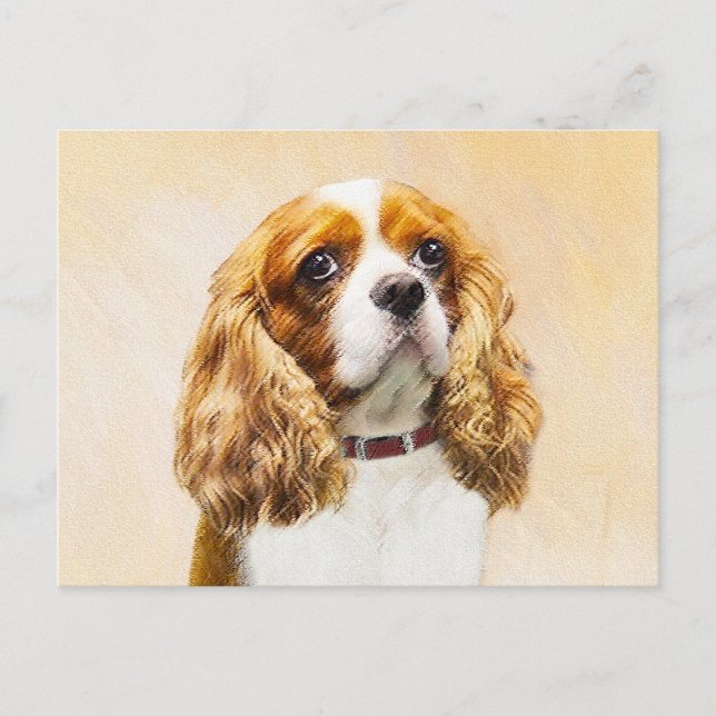 Postal Pintura original de Cavalier King Charles Spaniel (Anverso)