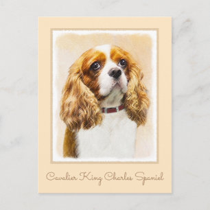 Postal Pintura original de Cavalier King Charles Spaniel