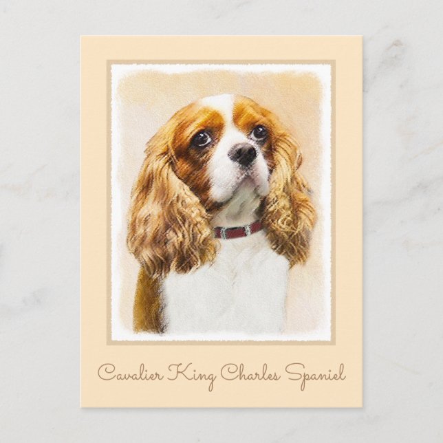 Postal Pintura original de Cavalier King Charles Spaniel (Anverso)