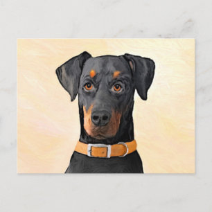 Postal Pintura original de Doberman Pinscher sin cortar