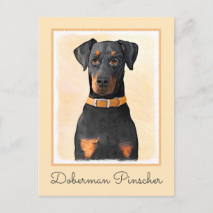 Postal Pintura original de Doberman Pinscher sin cortar
