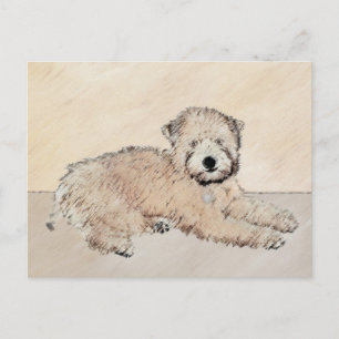 Postal Pintura Original de Terrier Wheaten de Pelaje Suav