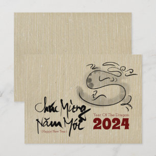 Postal Pintura original Dragón Año Nuevo vietnamita 2024