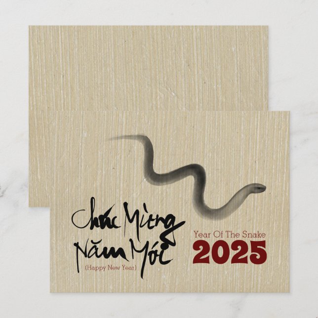 Postal Pintura original Serpiente Año Nuevo vietnamita 20 (Anverso / Reverso)
